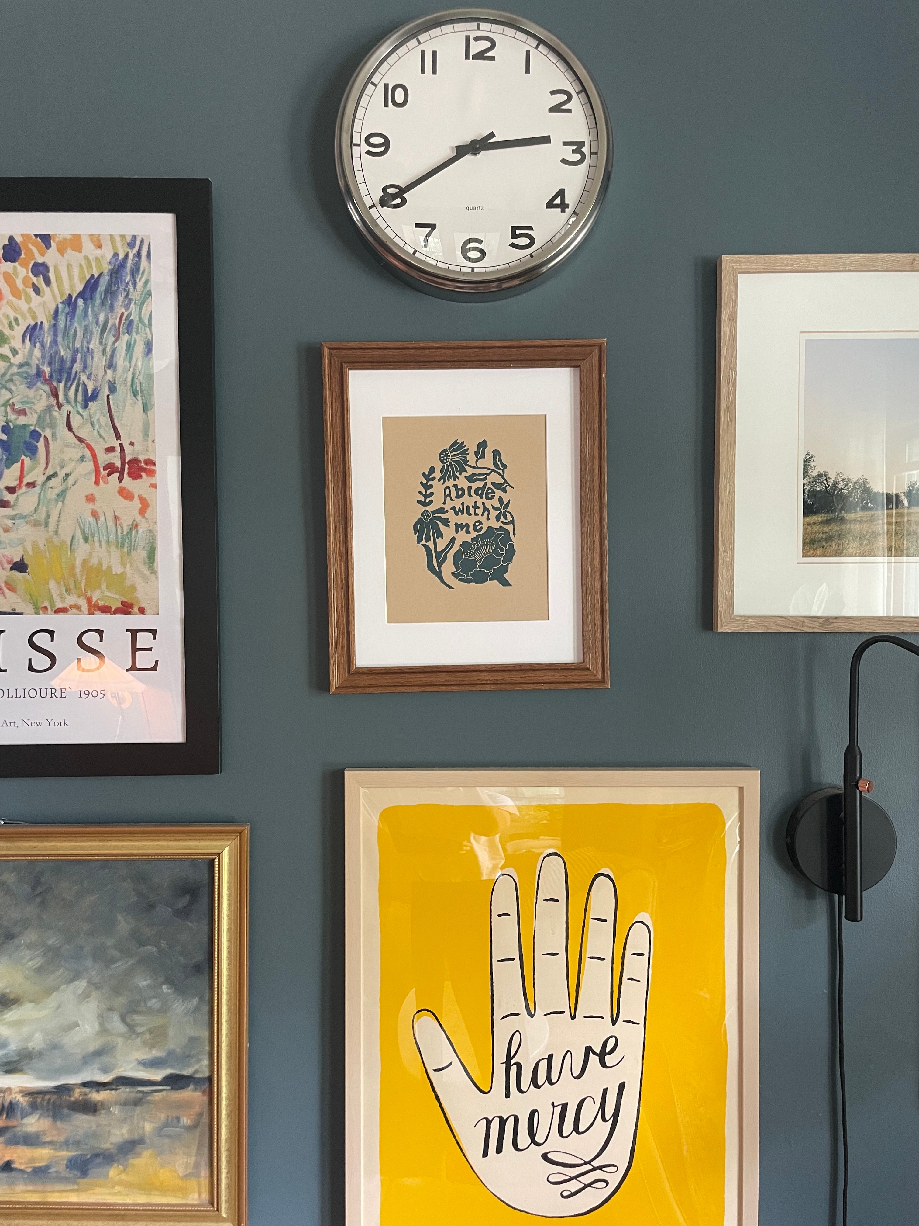 Abide With Me Linocut Block Print