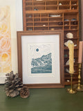Rocky Mountain Linocut Print