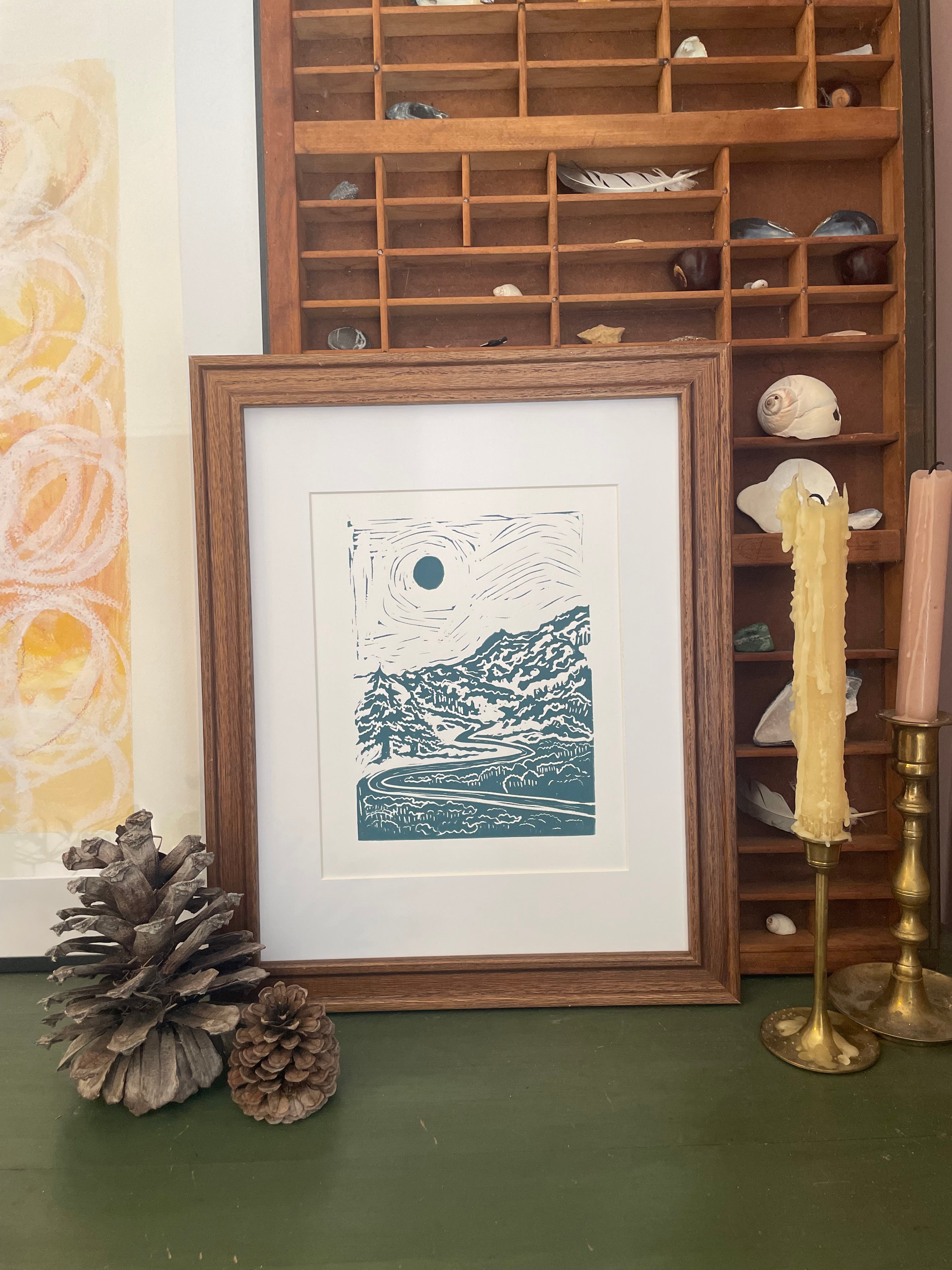 Rocky Mountain Linocut Print