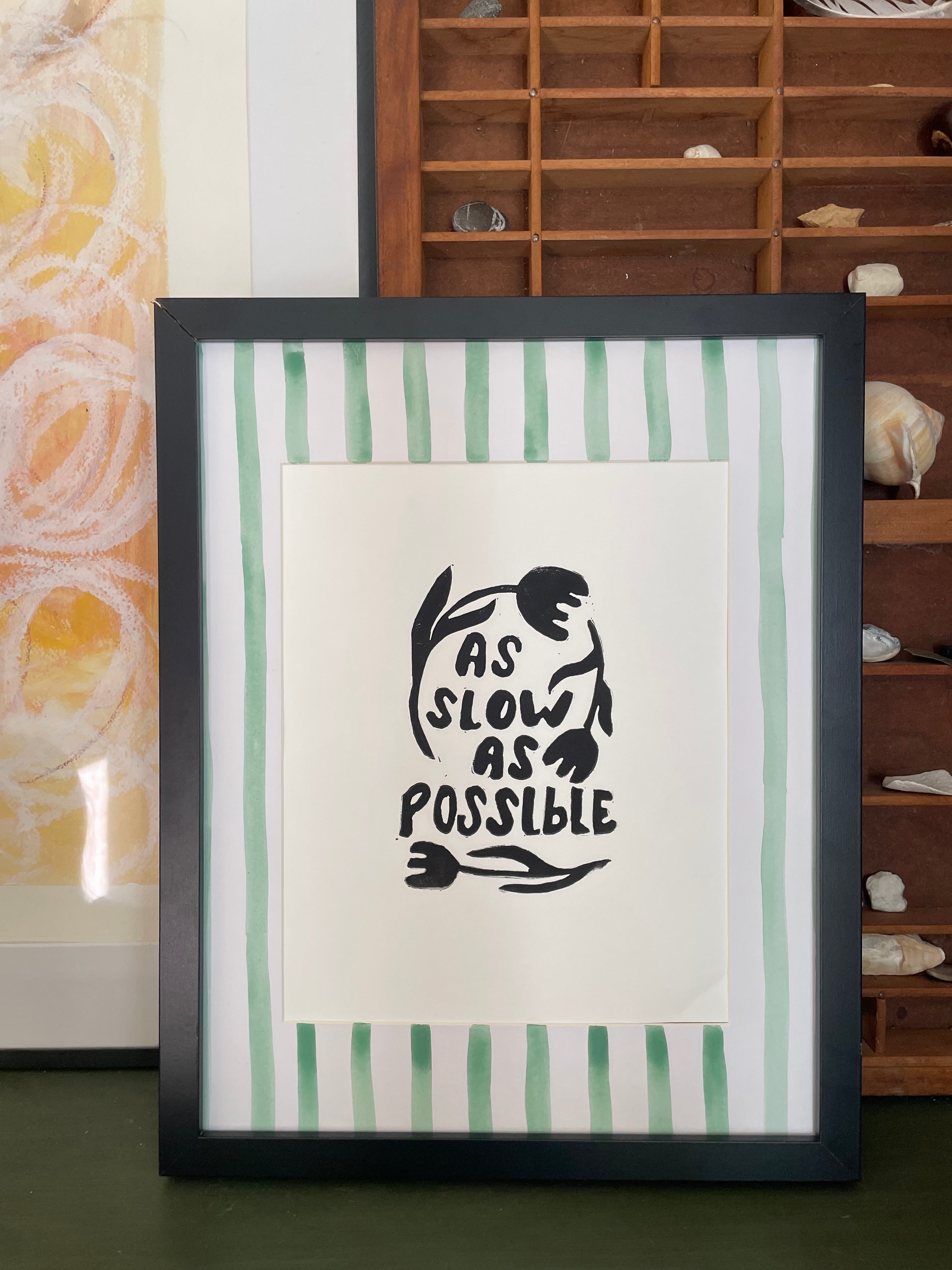 As Slow As Possible Linocut Print