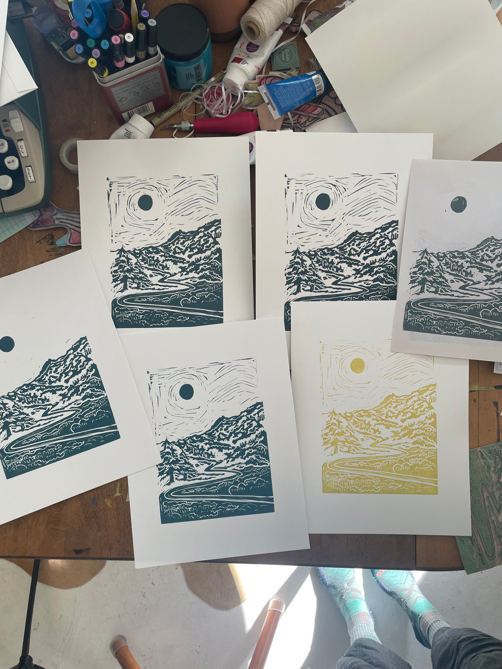Rocky Mountain Linocut Print
