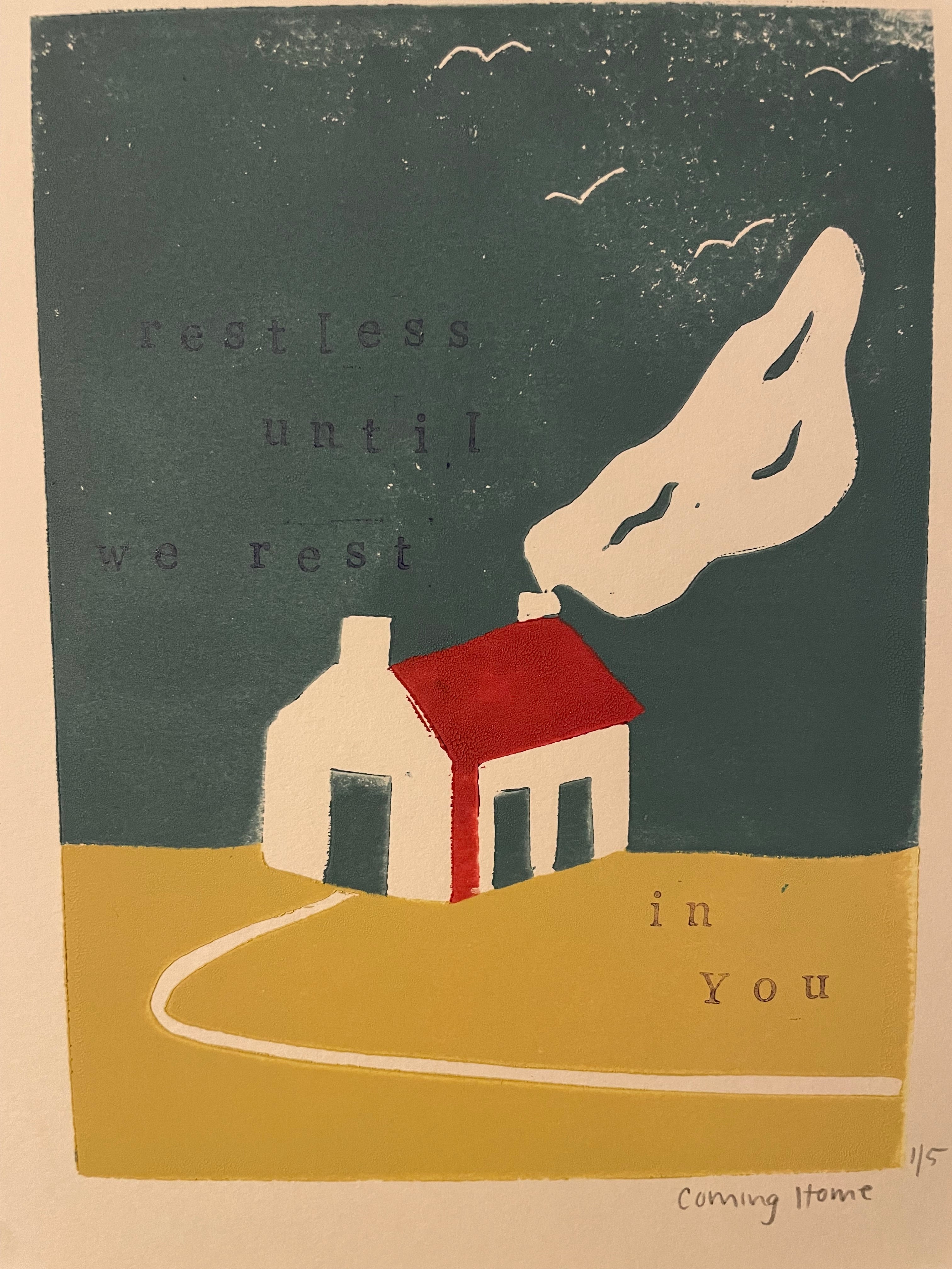 Coming Home Linocut House Print