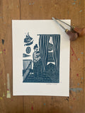 Mother and Child Linocut Print
