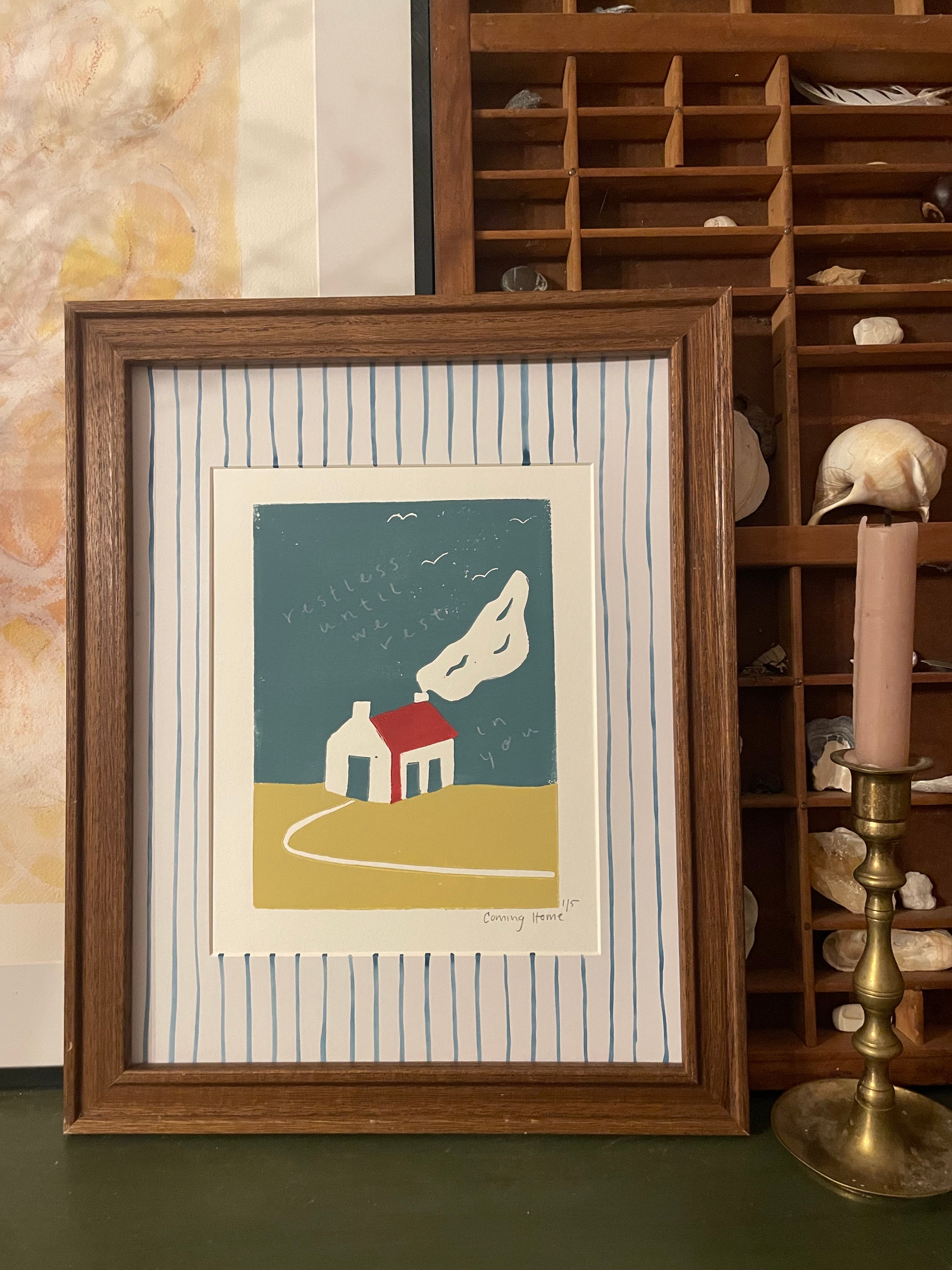 Hand-Painted Mat for Linocut Prints