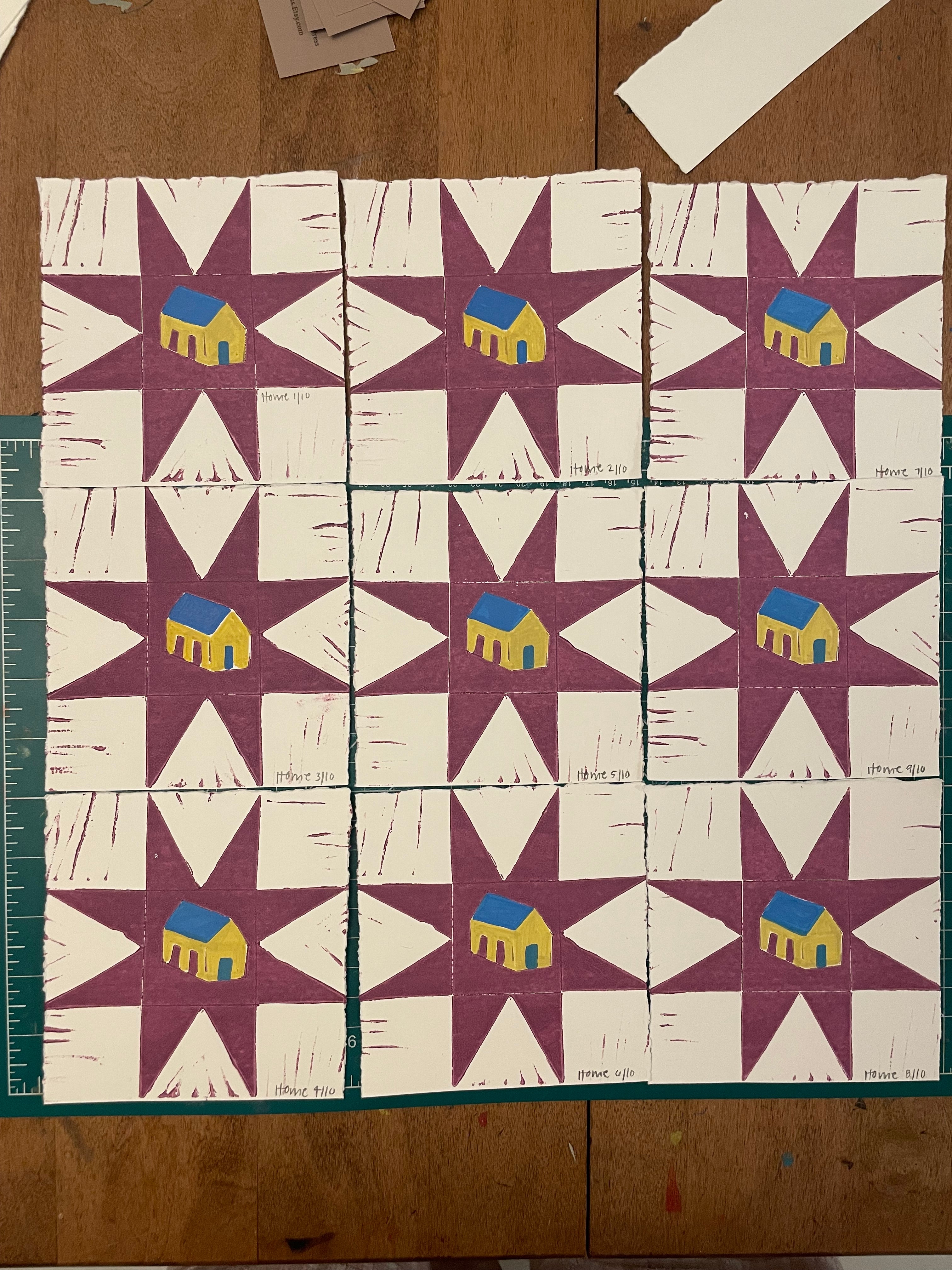 Warm Little House Linocut Print