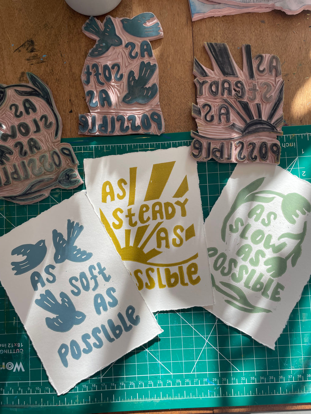 As Steady As Possible Linocut Print