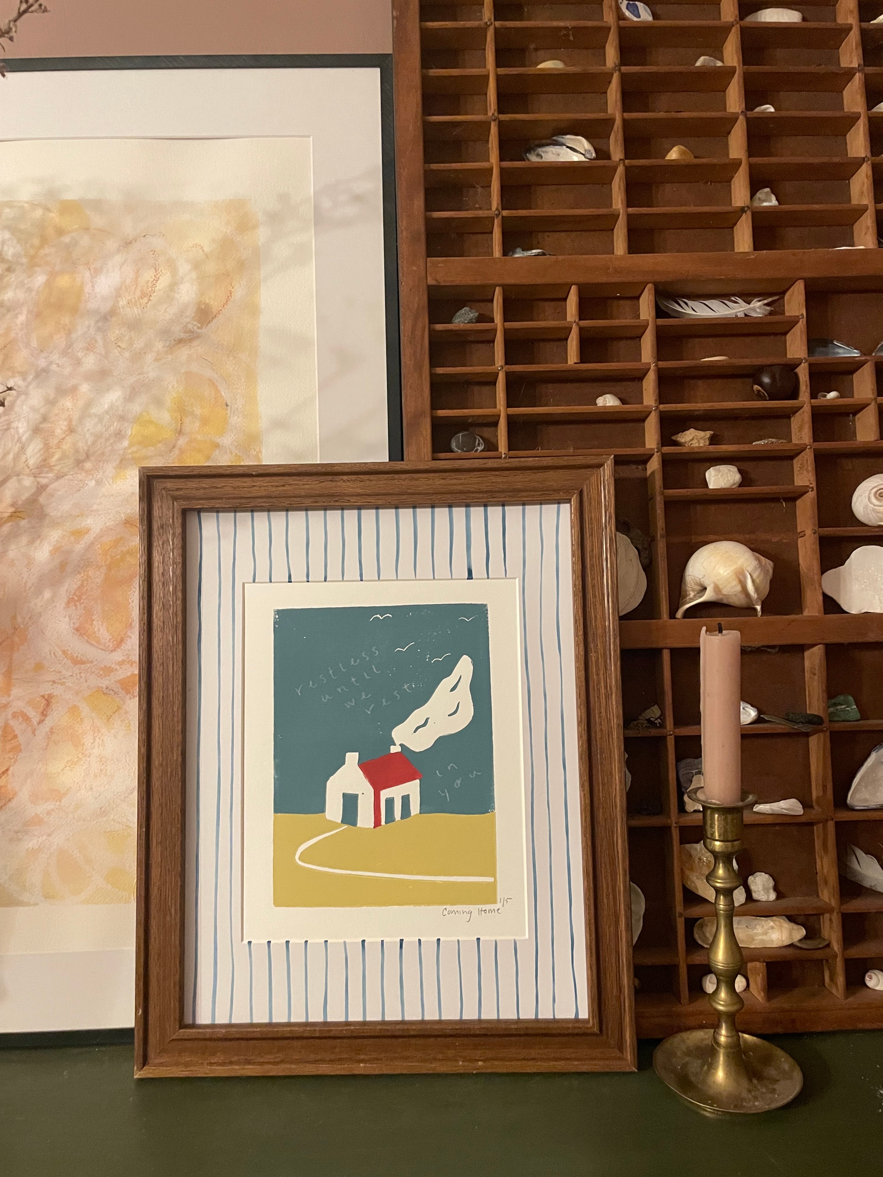 Coming Home Linocut House Print