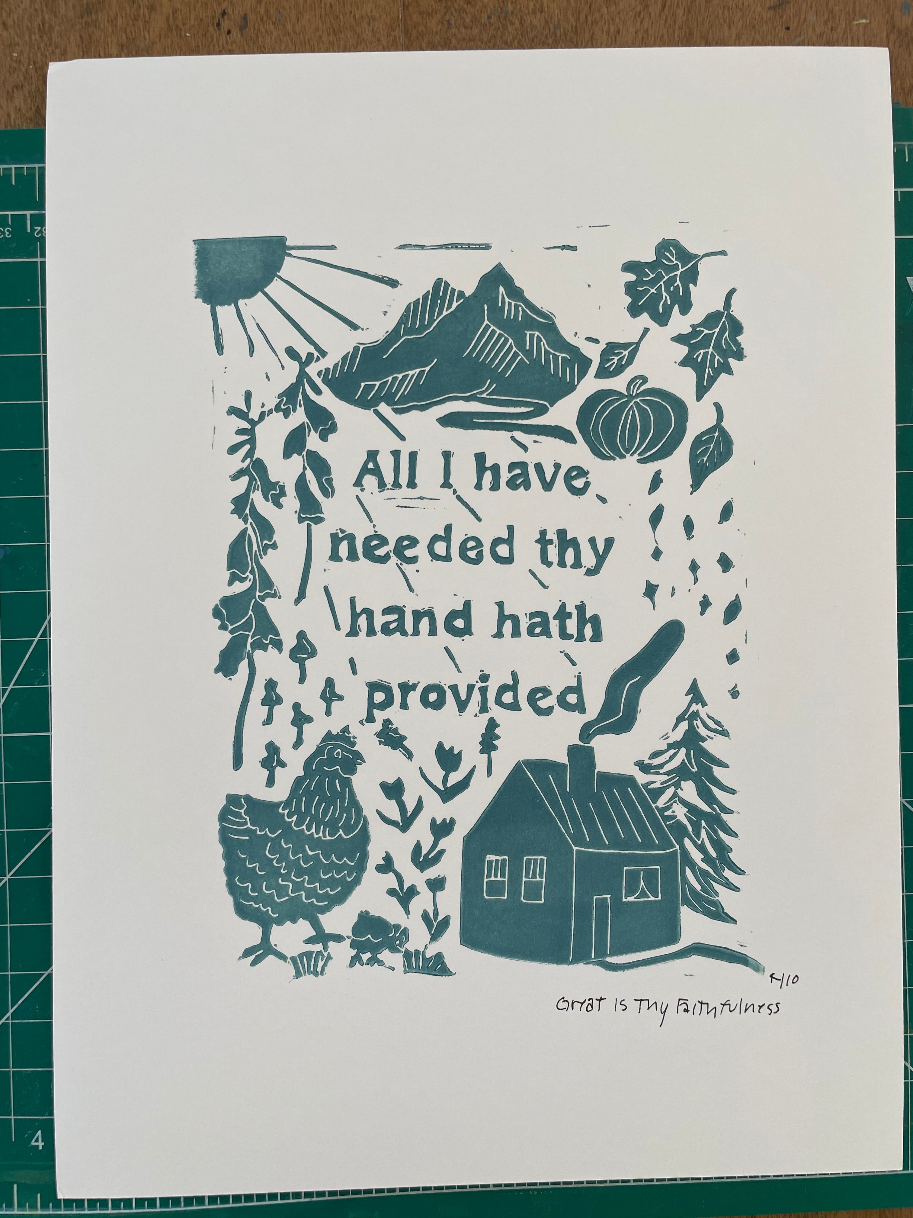 Great Is Thy Faithfulness Linocut Block Print