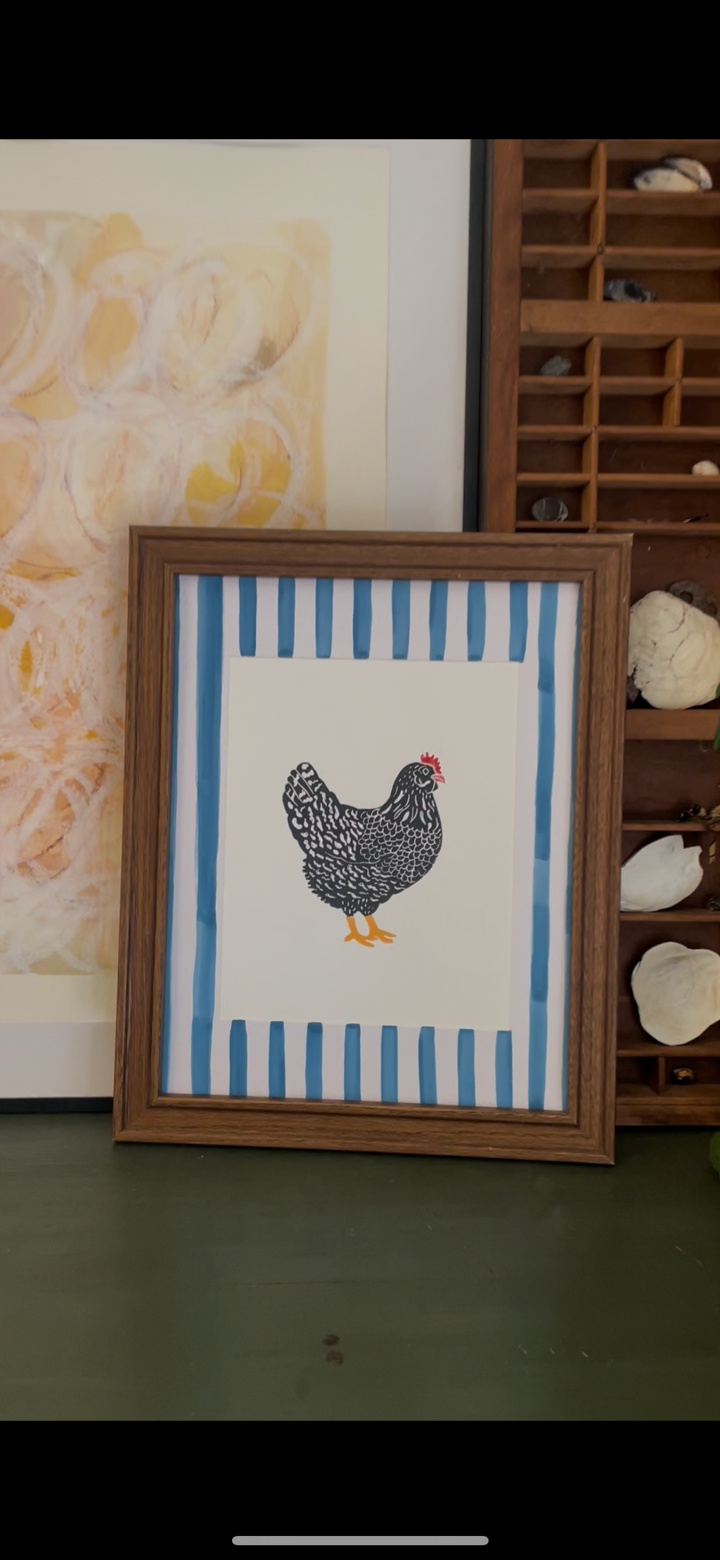 Ms Renee Linocut Chicken Print