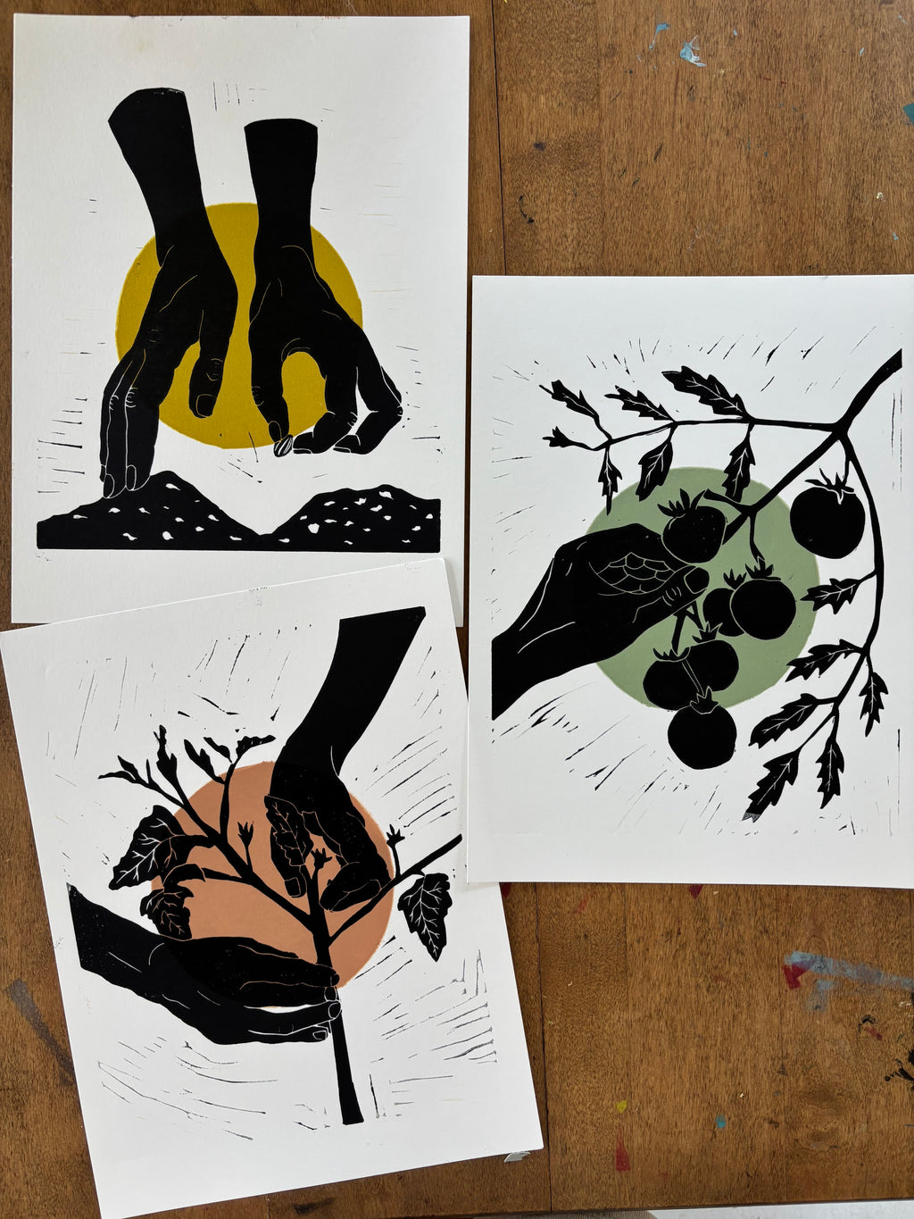 The Gardener: Harvesting Linocut Print