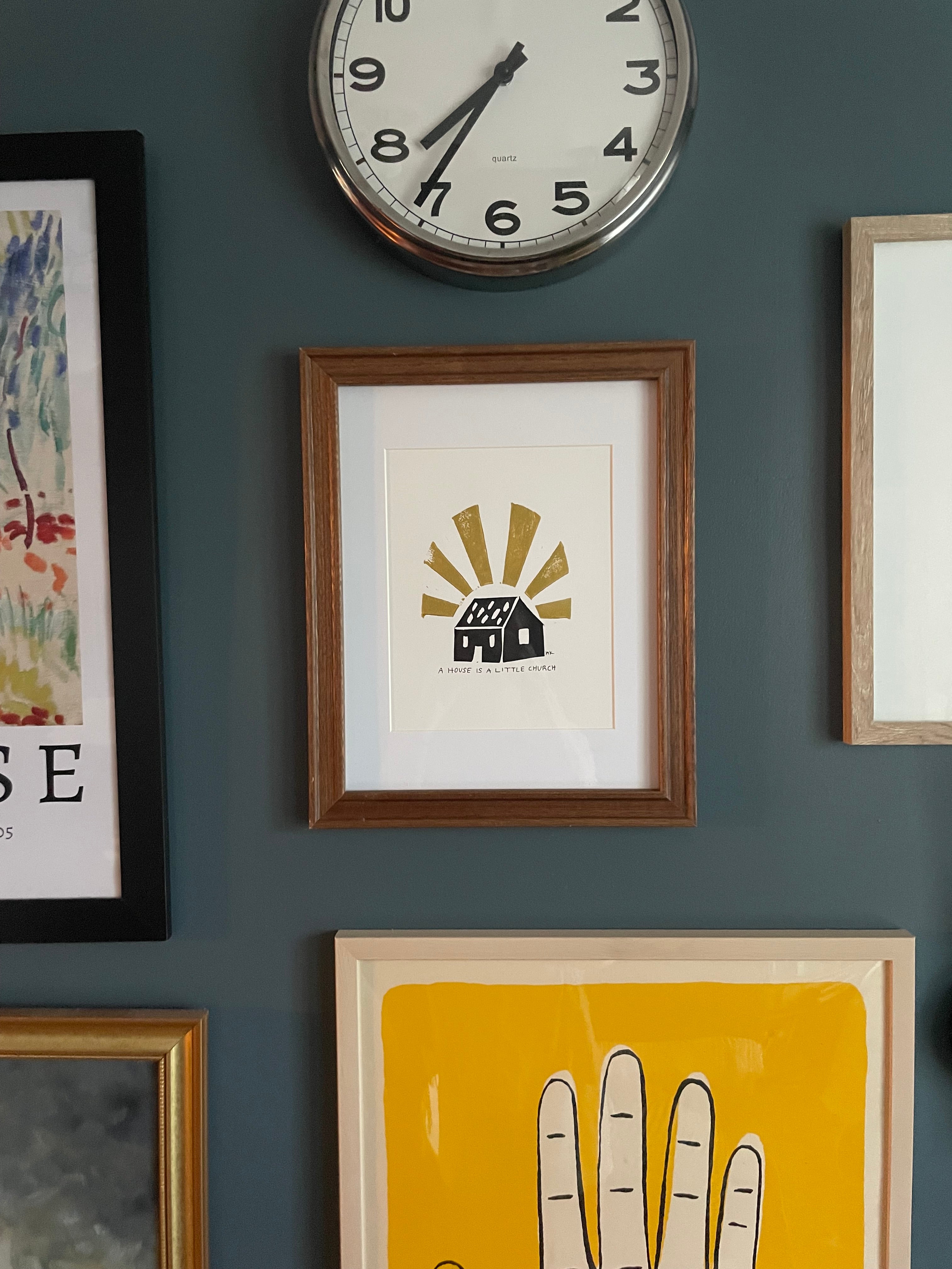 A House Is A Little Church Linocut Block Print