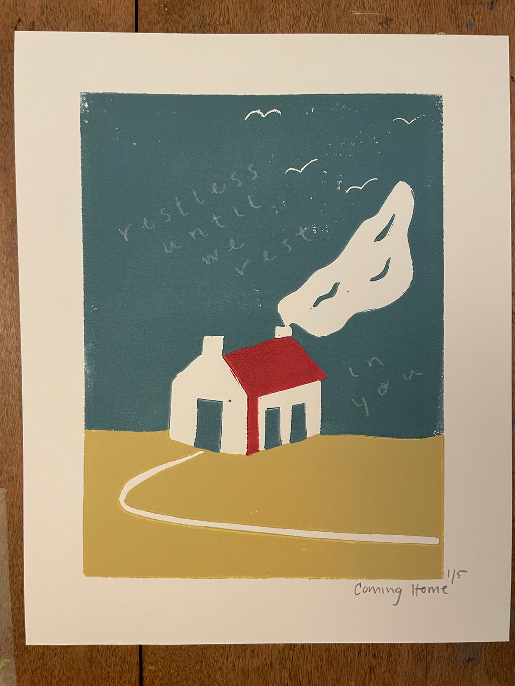 Coming Home Linocut House Print