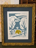 Under The Oaks Linocut Print