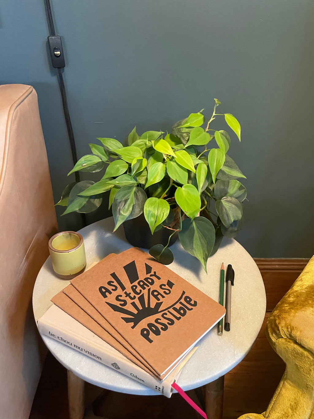 Journal on side table