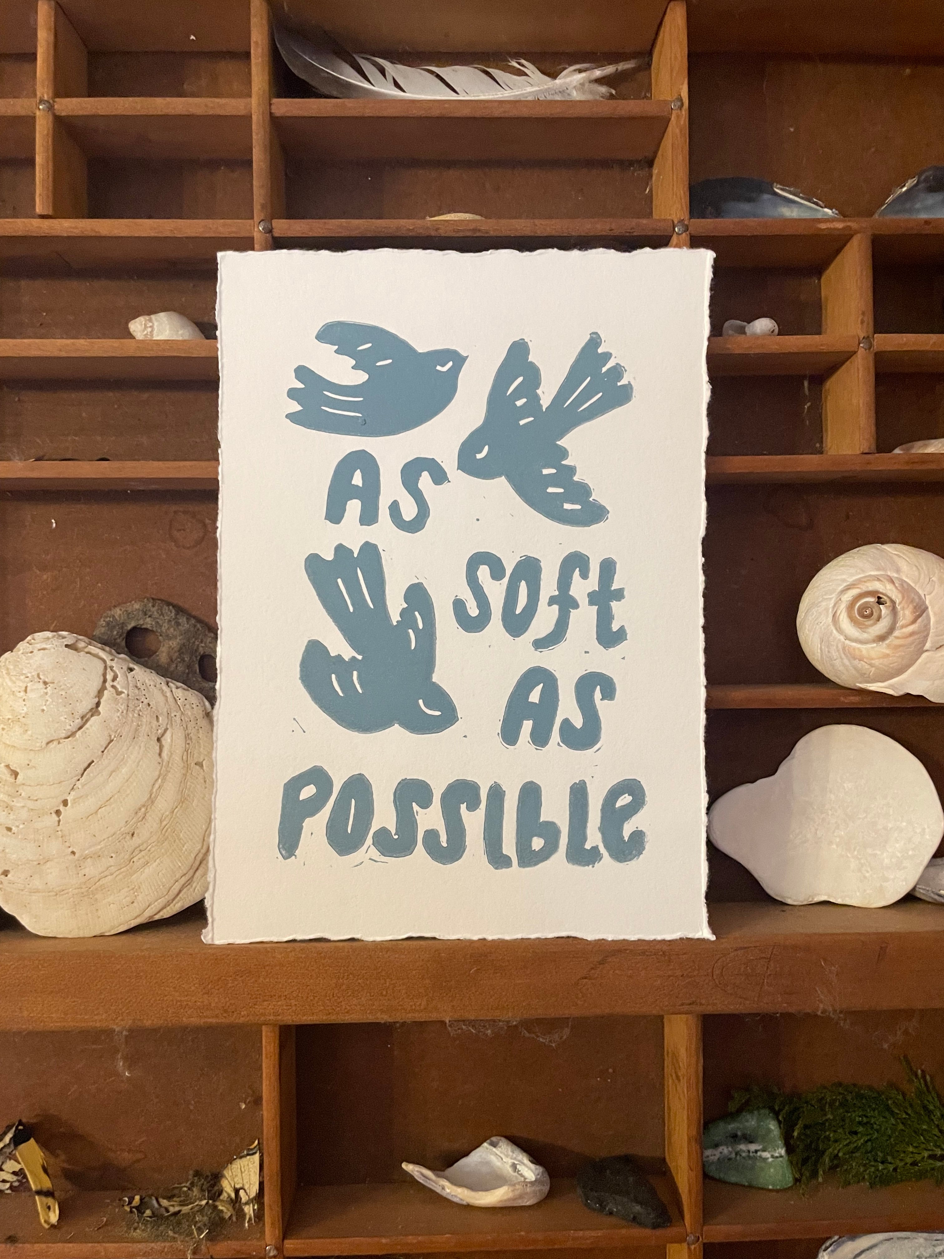 As Soft As Possible Linocut Print