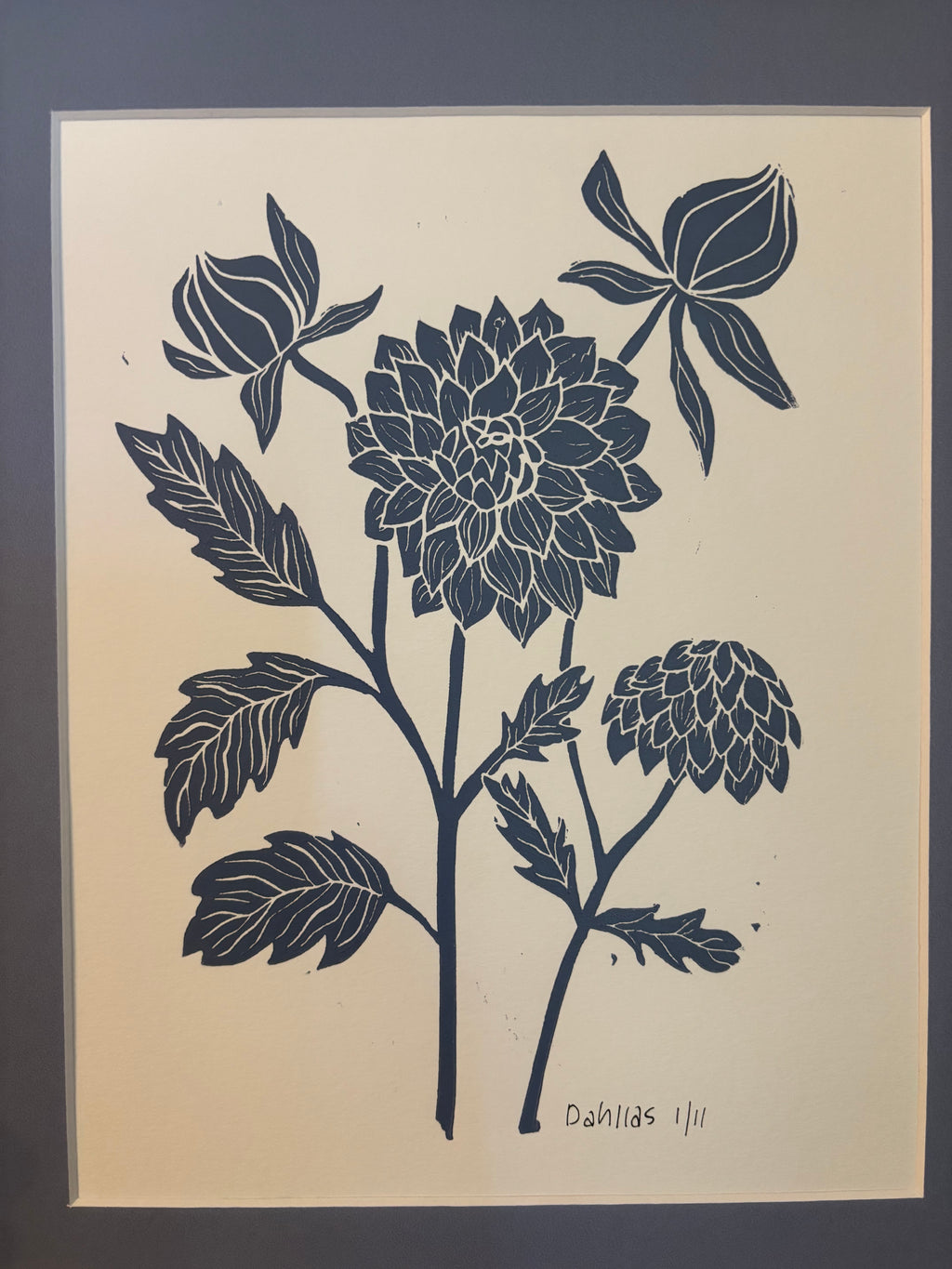 Dahlia Linocut Print
