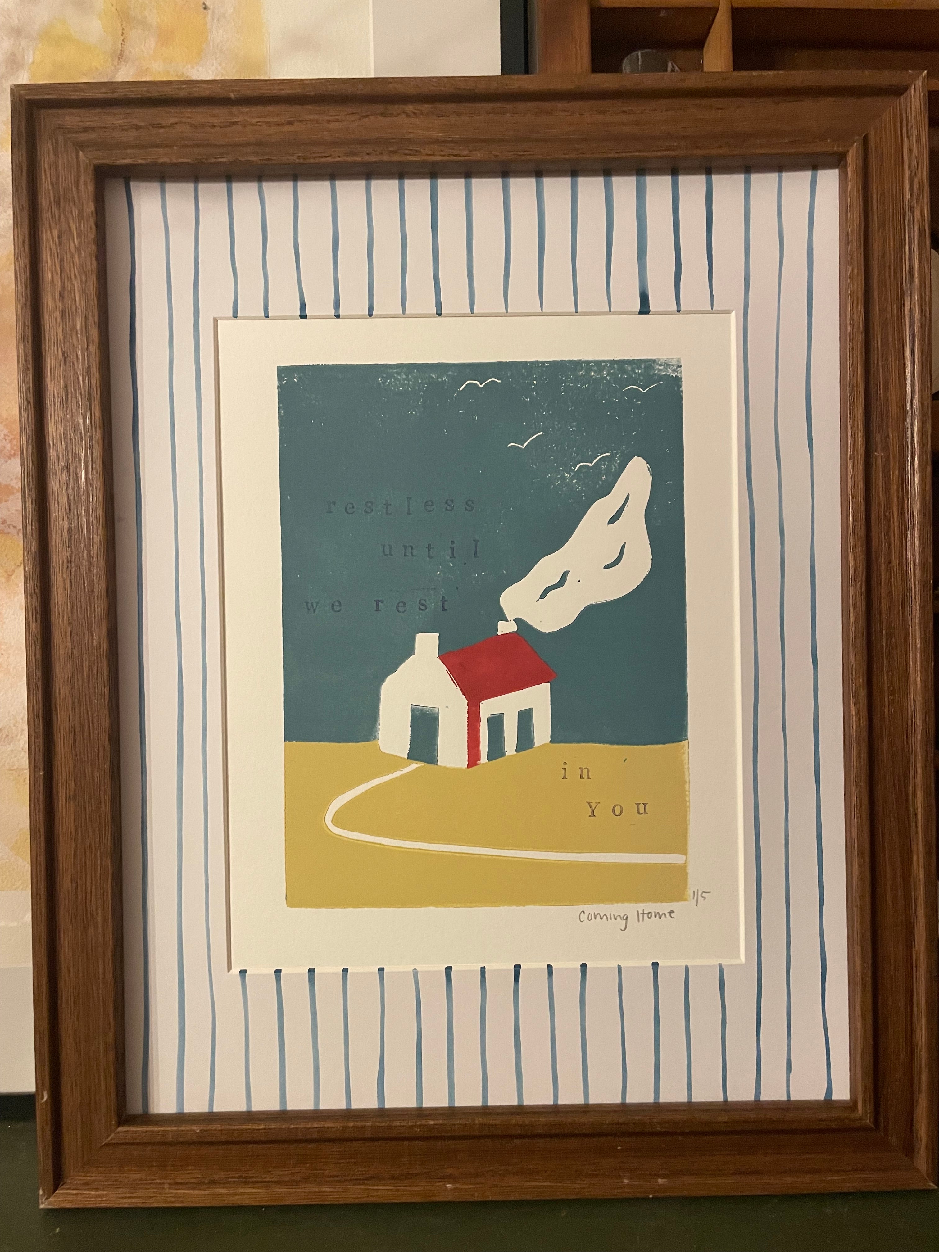 Coming Home Linocut House Print