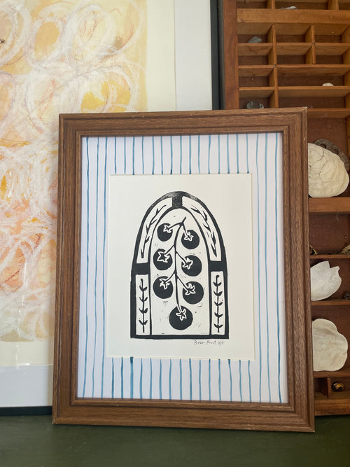 handmade print of tomato vine