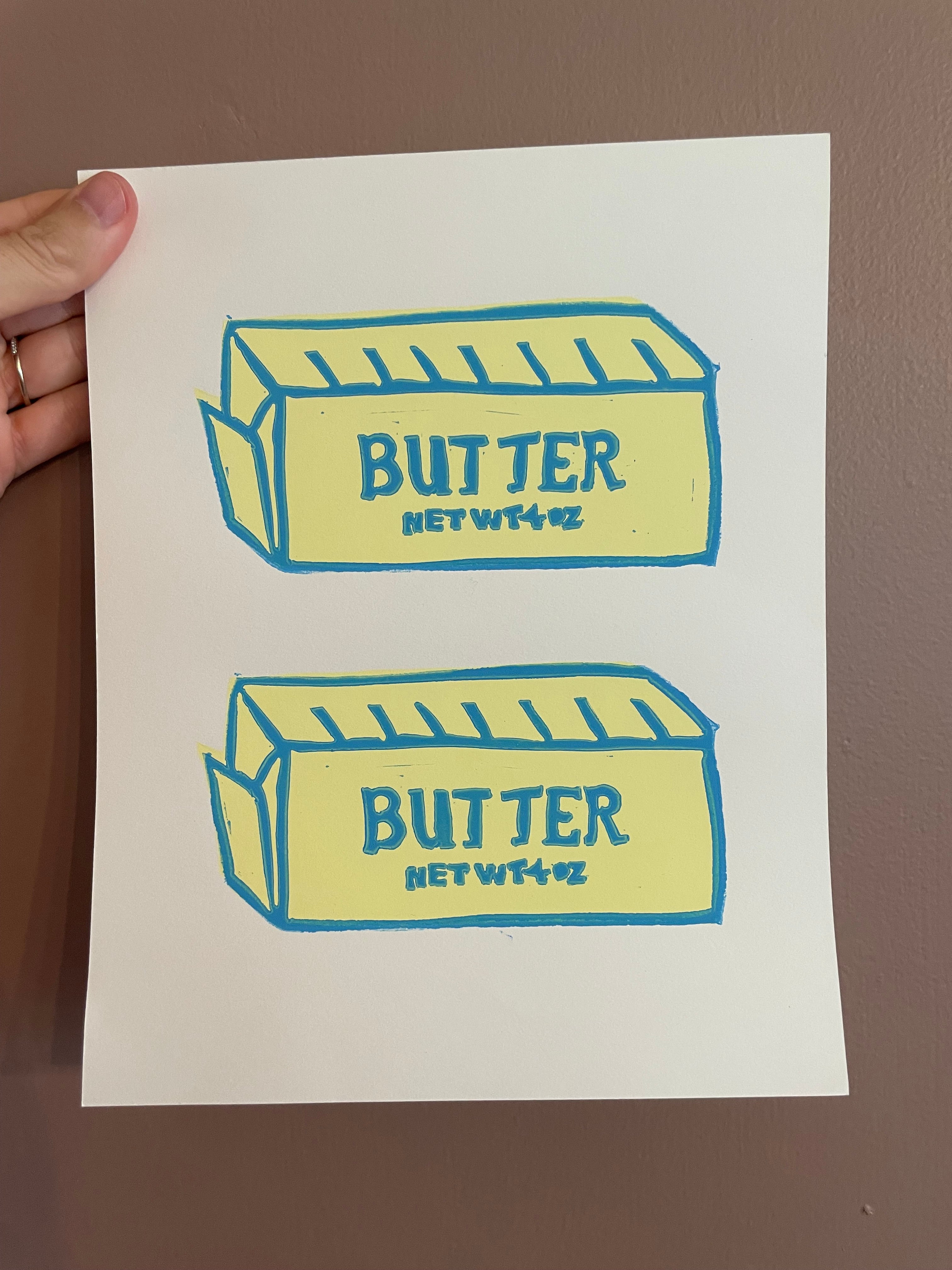 blue and yellow butter art
