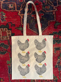 tote bag with chickens