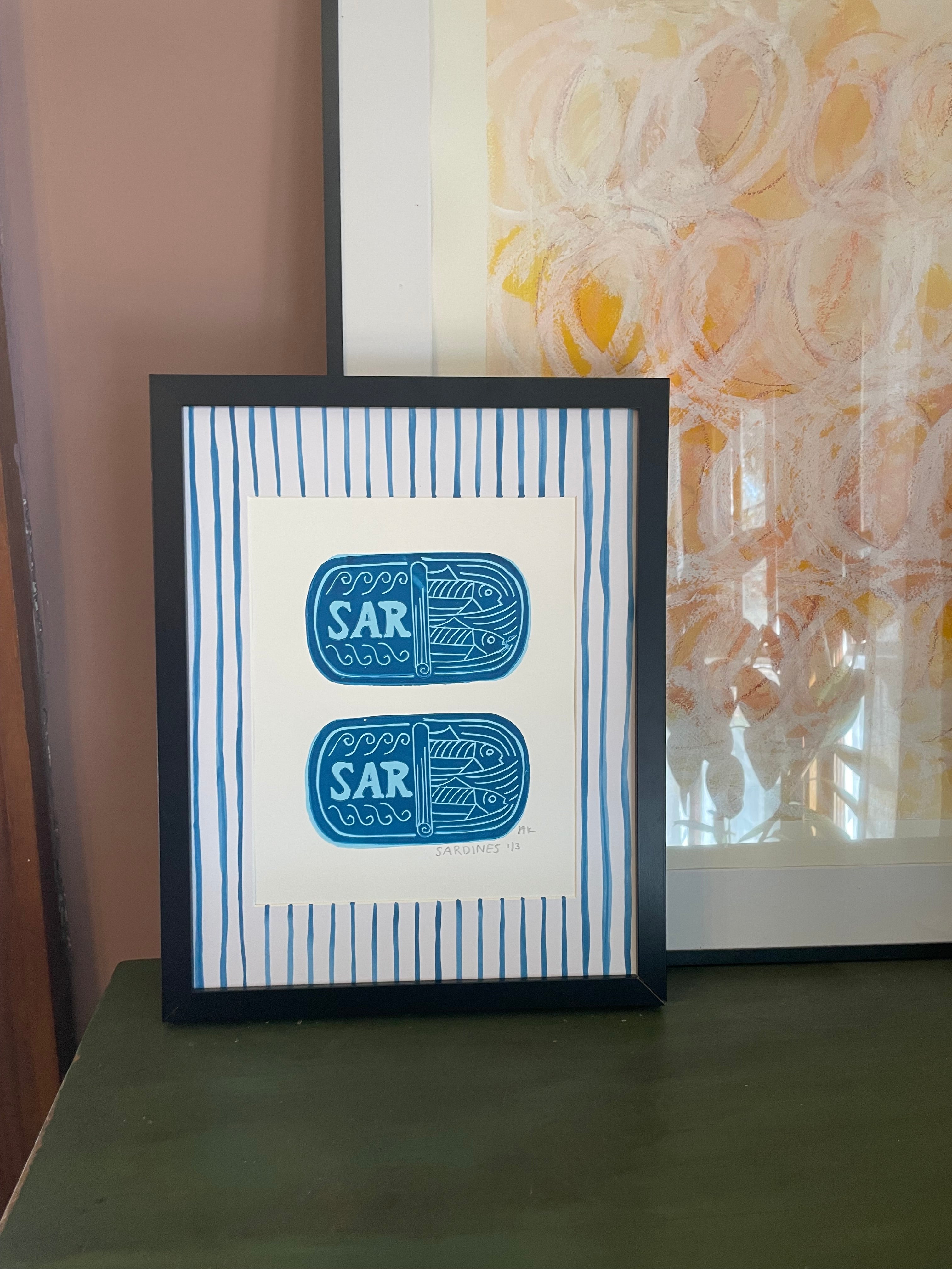 Sardines Linocut Print