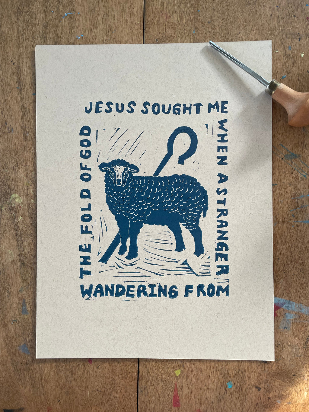 Come Thou Fount Linocut Print