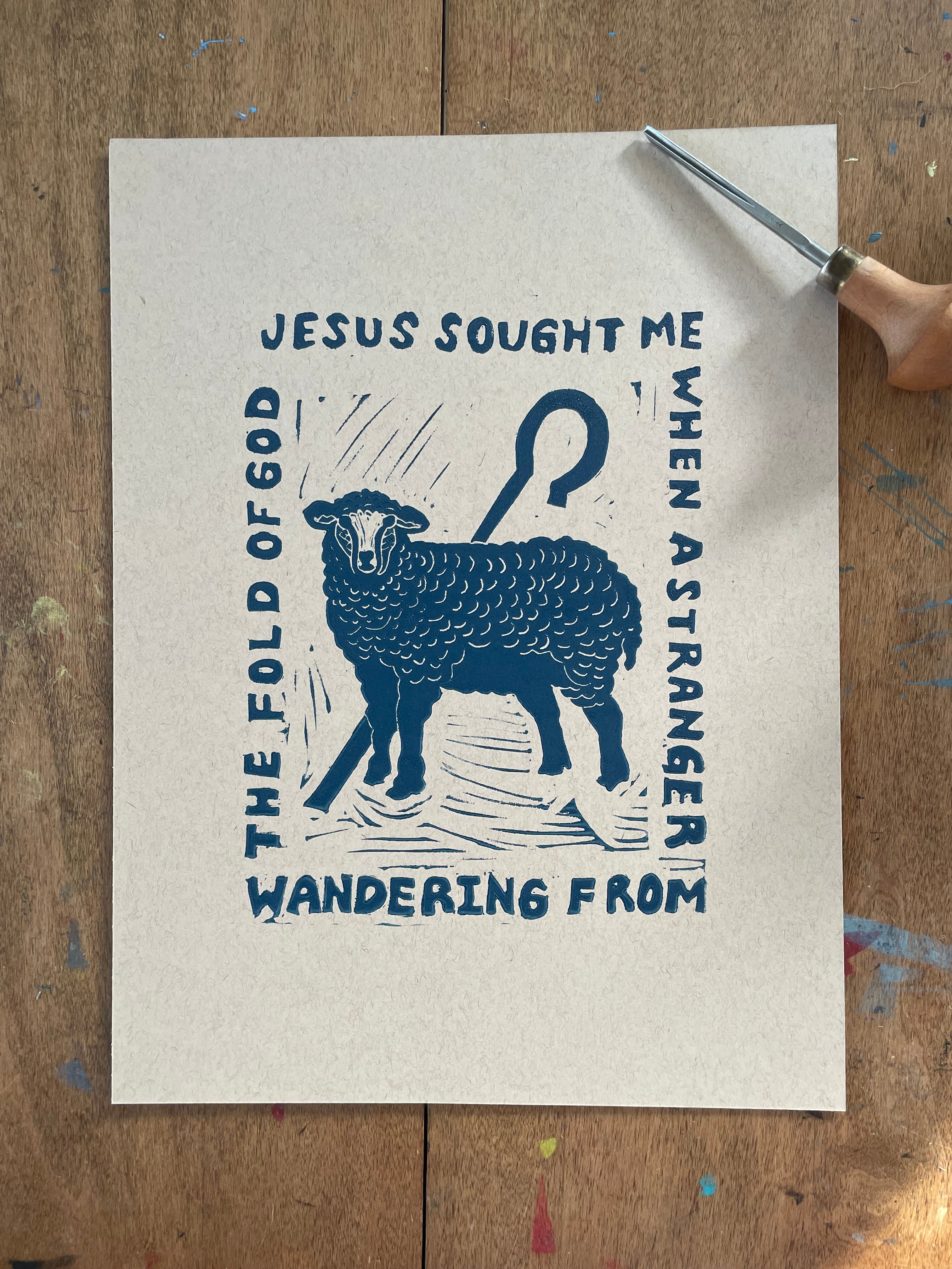 Come Thou Fount Linocut Print