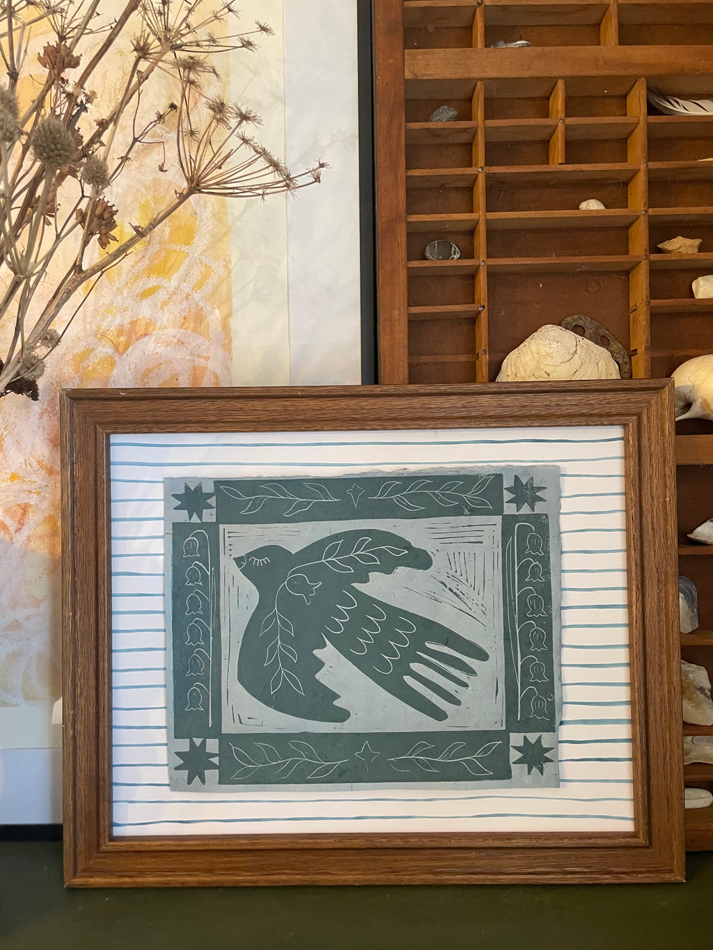 Hand-Painted Mat for Linocut Prints