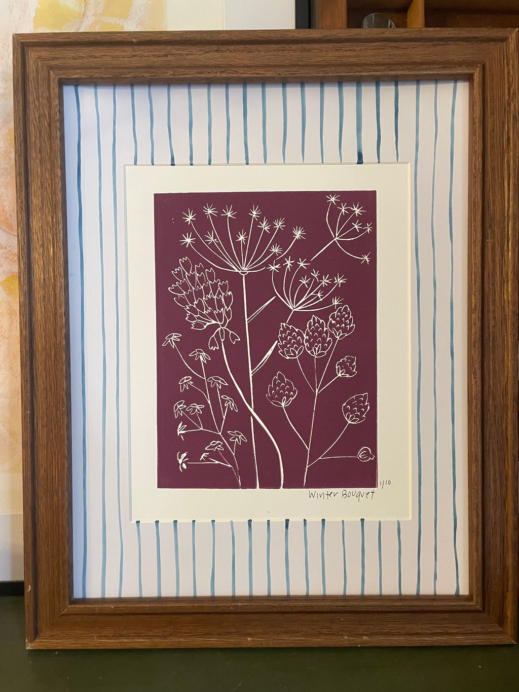plum colored flower print