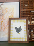 Ms Renee Linocut Chicken Print