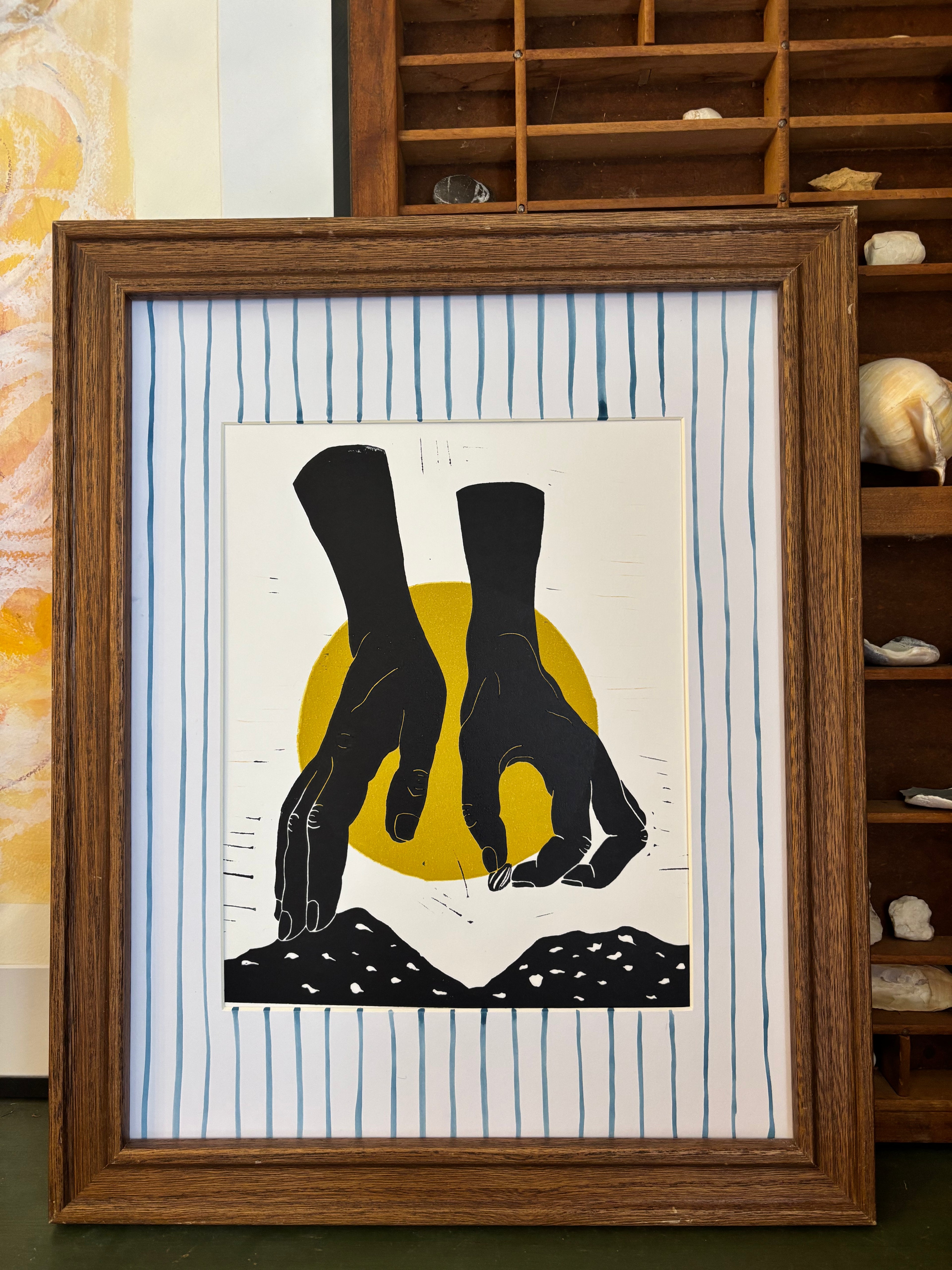 The Gardener Series: Sowing Linocut Print