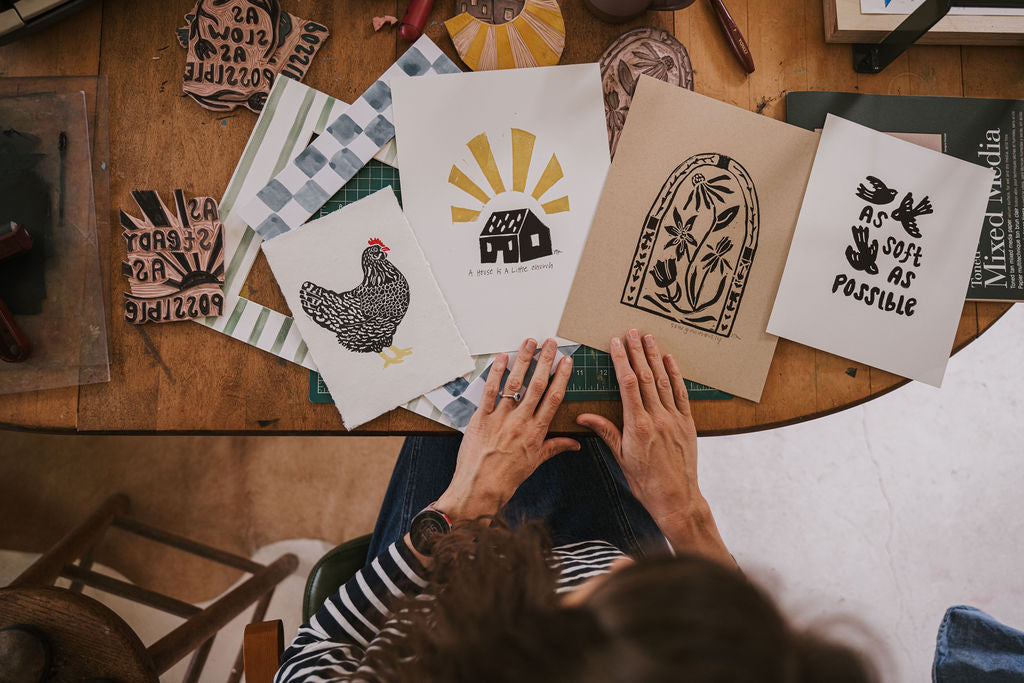 chicken flowers birds house prints