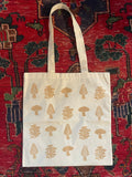 Light brown mushroom print tote
