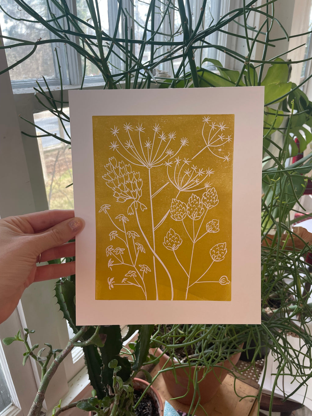 yellow dried flower art
