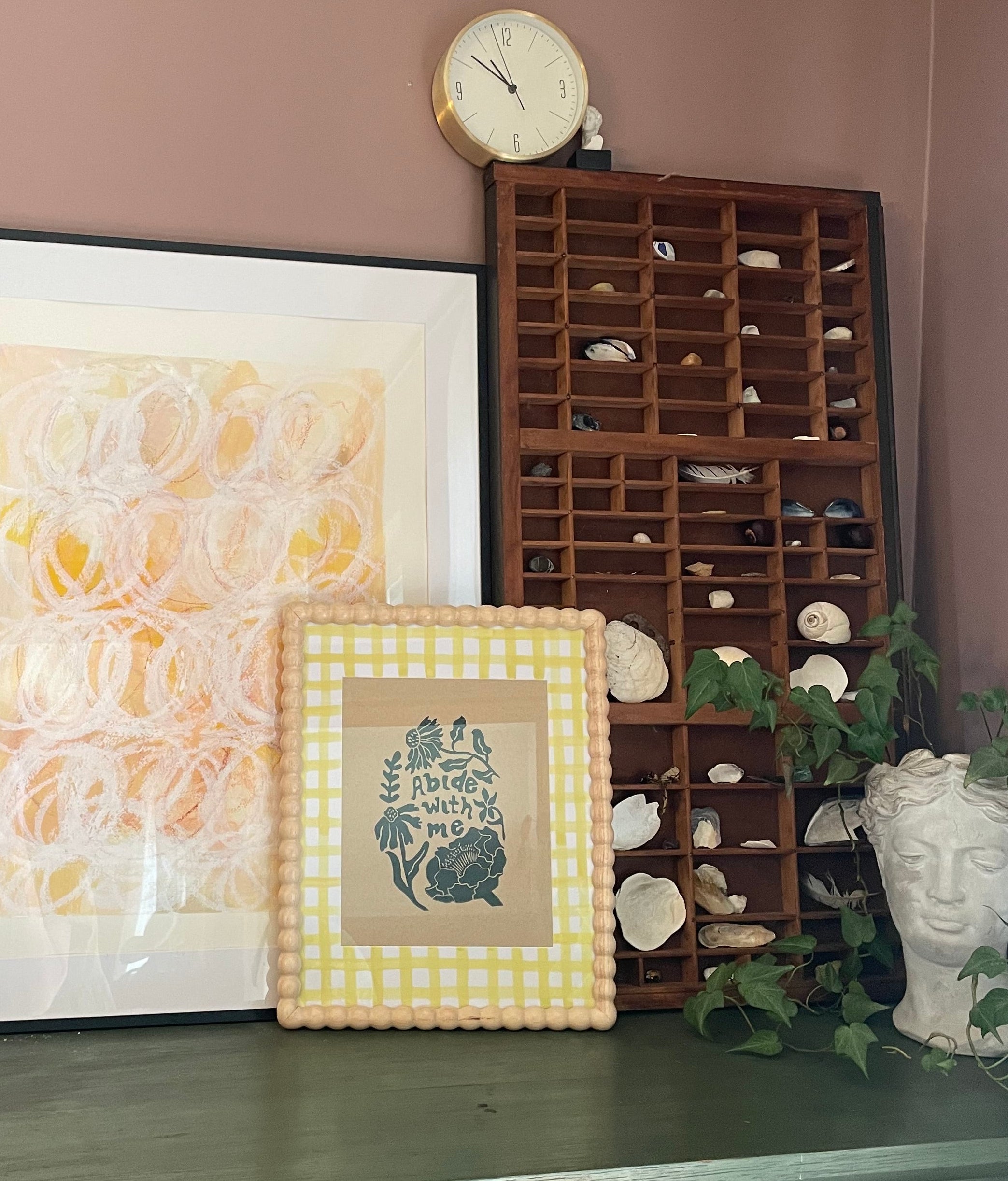 Yellow plaid mat for art print