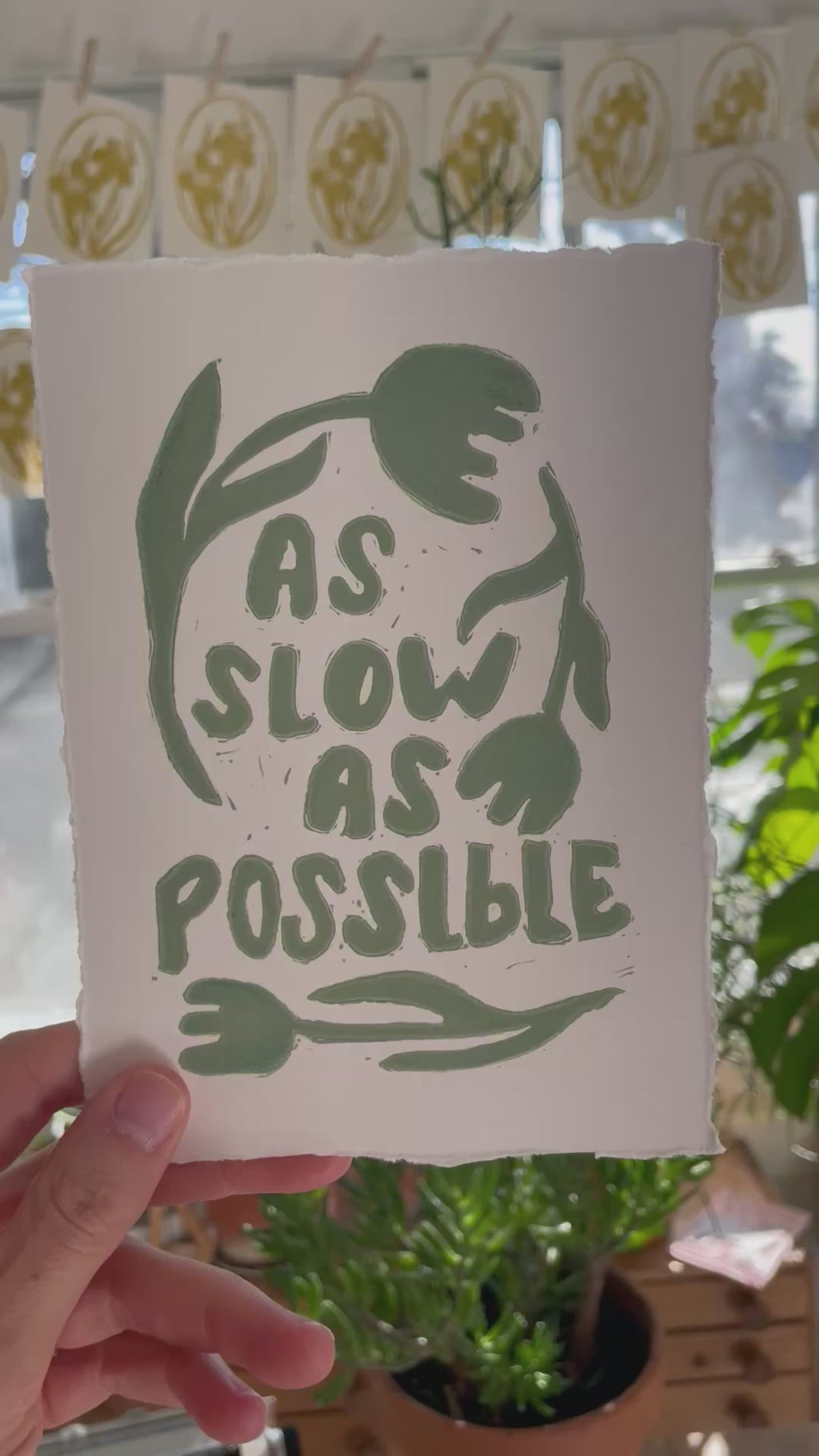 As Slow As Possible Linocut Print