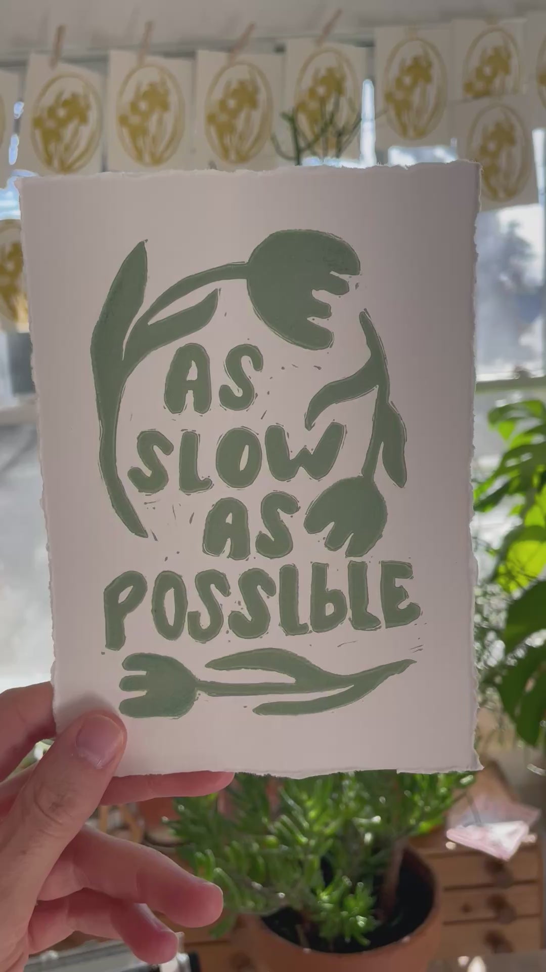 As Slow As Possible Linocut Print