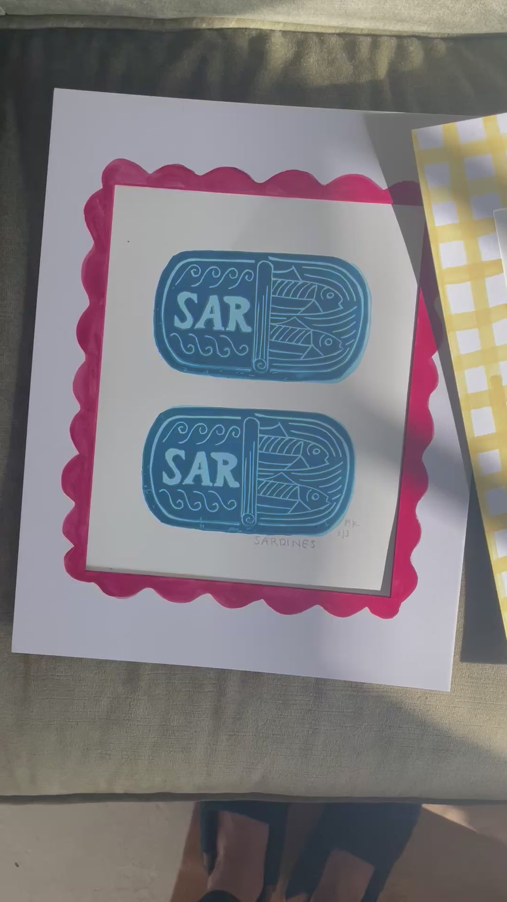 Hand-Painted Mat for Linocut Prints